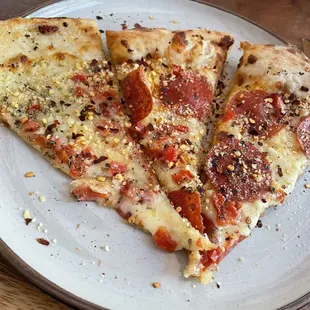 Next day reheated Red Devil White Pizza