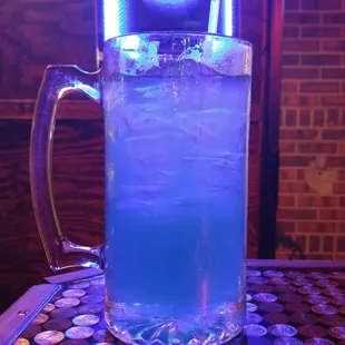 Drooling Bulldog! 27oz&apos;s of Vodka, rum, gin, tequila, blue curacao, sweet n sour &amp; sprite! It&apos;s free on your birthday!