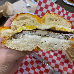 Cheesy Sausage Bagel Sandwich