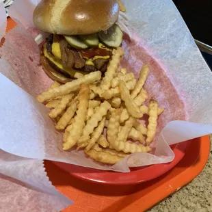 Bacon Double Cheese Burger with Fries