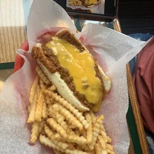 Chili cheese dog &amp; small fry!