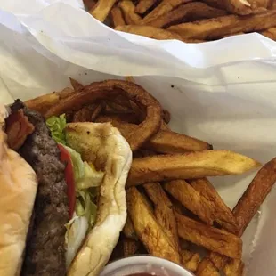Bacon cheeseburger with homecut fries!!!!