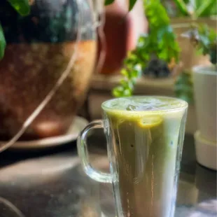 Strawberry iced matcha latte - perfection