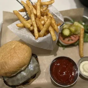 Hamburger and fries