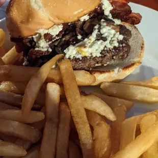 Blue cheese bacon burger
