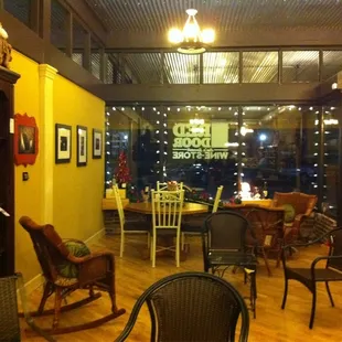 the interior of a wine shop