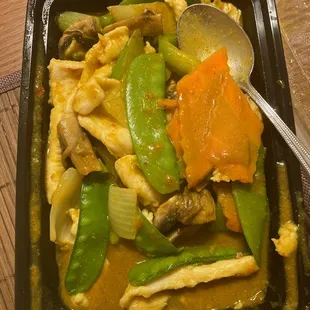 chicken curry sauce minus one serving because I couldn&apos;t wait to eat it