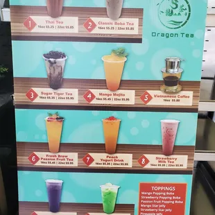 Boba Tea Menu
