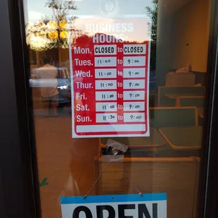 Business hours 07.26.2020