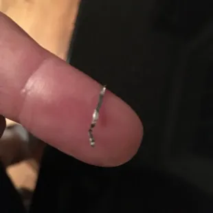 Metal shaving found in wonton soup.