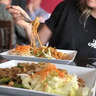 Pad Thai (back) Pad Kee Mow (front)