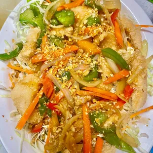 Fry fish with garlic