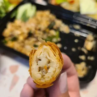 There's no filling inside these spring rolls