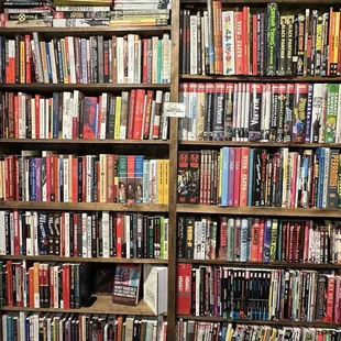 a bookshelf full of books