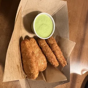 Something like chicken (sooo good) it's Vegan!