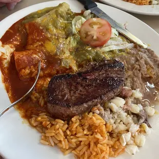 Steak and enchiladas
