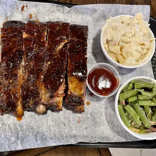 Smoked Rib Dinner.  Sauce comes either sweet or spicy.