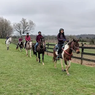 Guided Trail Ride on Horseback heading back to the barn.
