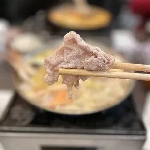 Japanese Miso Hot Pot pork close up!