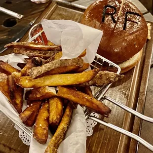 Bourbon burger and hand-made fries