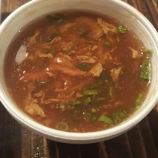 Hot and sour soup. Good sized portion for $2.35