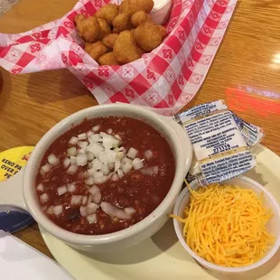 Chili (side) and Fried Cauliflower (app)