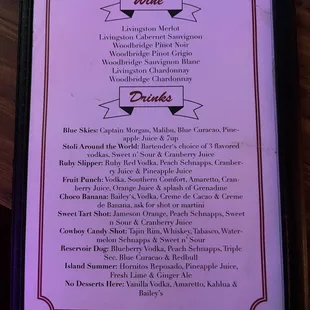 Drink Menu