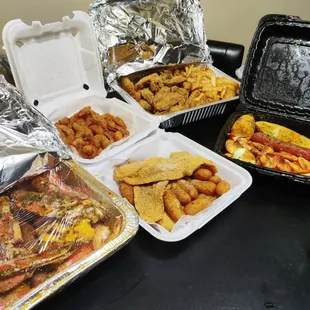 a table full of food