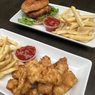 Chicken Sandwich with Fries. Chicken Tenders with Fries.