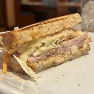 Turkey Reuben on white bread instead of rye! Honestly one of the best Turkey Rueben&apos;s I&apos;ve ever had iykyk!