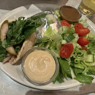 Salmon pita with side salad
