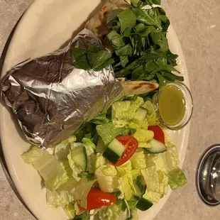 Salmon Pita with side salad (herb vinaigrette on side)