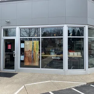 Front of the butcher, attached to the restaurant