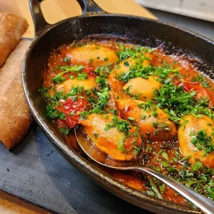 Braided chorizo stuffed calamari