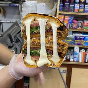 the inside of a sandwich