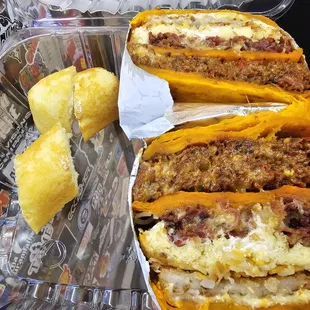 Beef Pattie with twinkie and hashbrown the "Ocky Way"