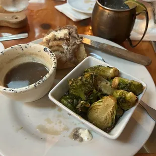 What was left of my French dip sandwich - they did everything right, the baguette was spot on!