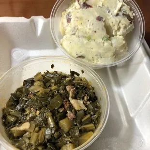 Pint of Potato Salad and Collard Greens - Delicious