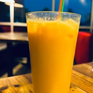 a glass of orange juice