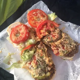 Steak Hogie, peppers &amp; onions, lettuce, tomato