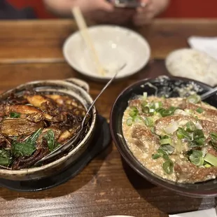Three cup squid and salted egg tofu