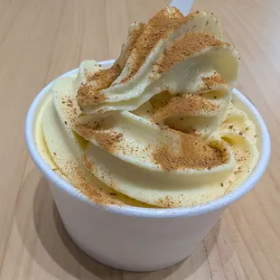 Eggnog soft serve with ground cinnamon