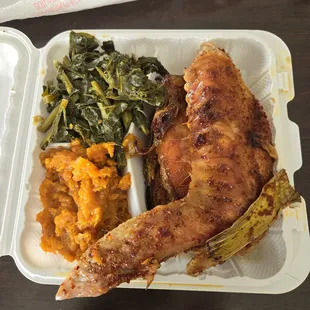 Turkey wings, collards and sweet potatoes