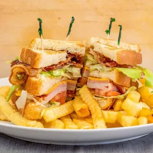 club sandwich $7.49  Turkey, Ham, Bacon on toast or sub