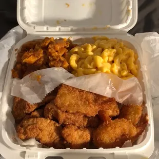 Fish &amp; Shrimp with macaroni and sweet yams