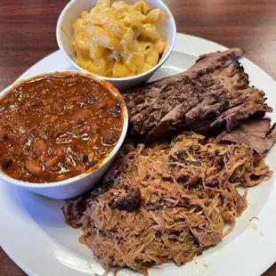 Pulled pork and brisket