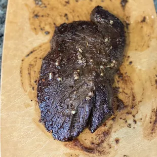Finished off with garlic and olive oil...The smell of this steak is incredible!!!!