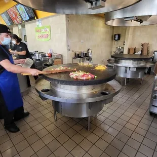 a man preparing food