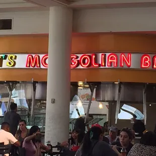 The outside of Great Khan's Mongolian Beef in the food court of the South Bay Galleria