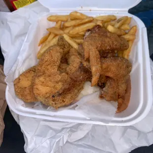 Chicken wings and steaks